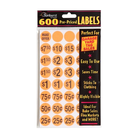 Sunburst Systems Labels Orange 600 Count, PK600 7050